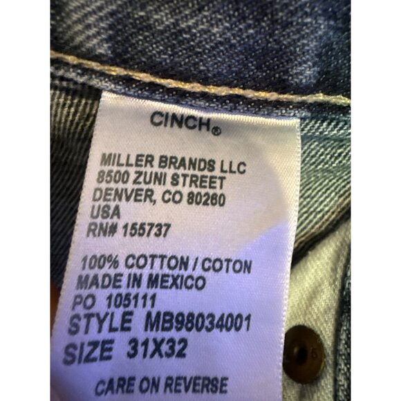 Cinch Silver Label Straight Leg Jeans Style# MB98034001 Size 31X32 - Picture 11 of 15